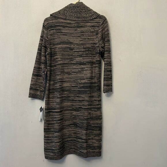 Studio One brown black long sleeve turtleneck sweater dress Size L New - Picture 5 of 10
